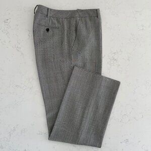 Brooks Brothers Petite Glen Check Lined Straight Leg Wool Pants Blk Wht Sz 12P